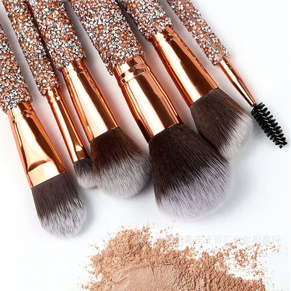 Rose Gold Crystal Glitter Makeup Brushes 12p set - Picture 5 of 6